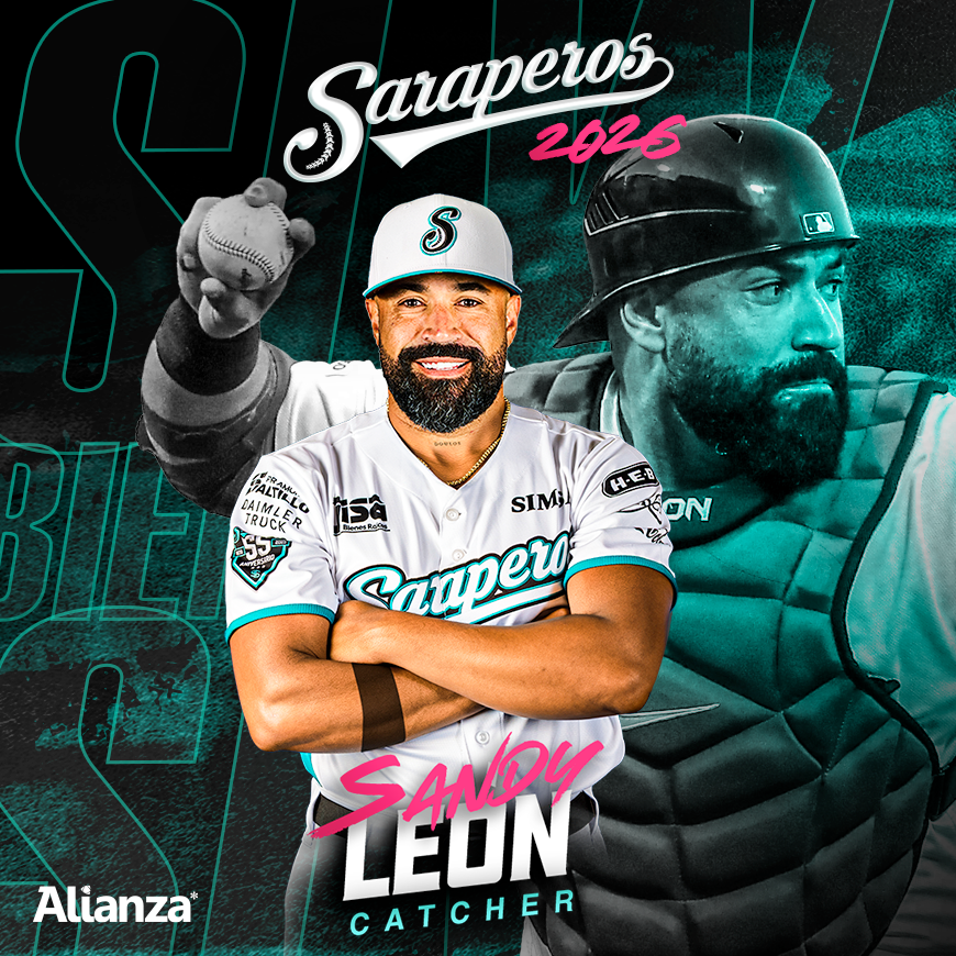 EL RECEPTOR CON 13 AÑOS DE EXPERIENCIA EN GRANDES LIGAS, SANDY LEÓN, SE UNE A SARAPEROS